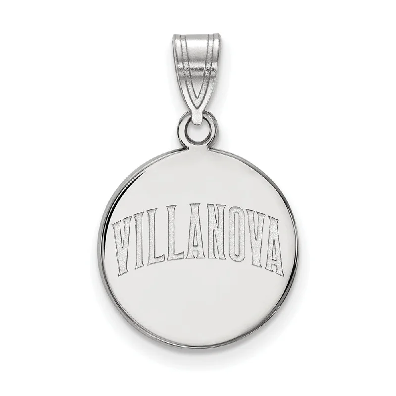 Upgrade Your Jewelry Collection For Less 14k White Gold Villanova U. Medium Script Disc Pendant