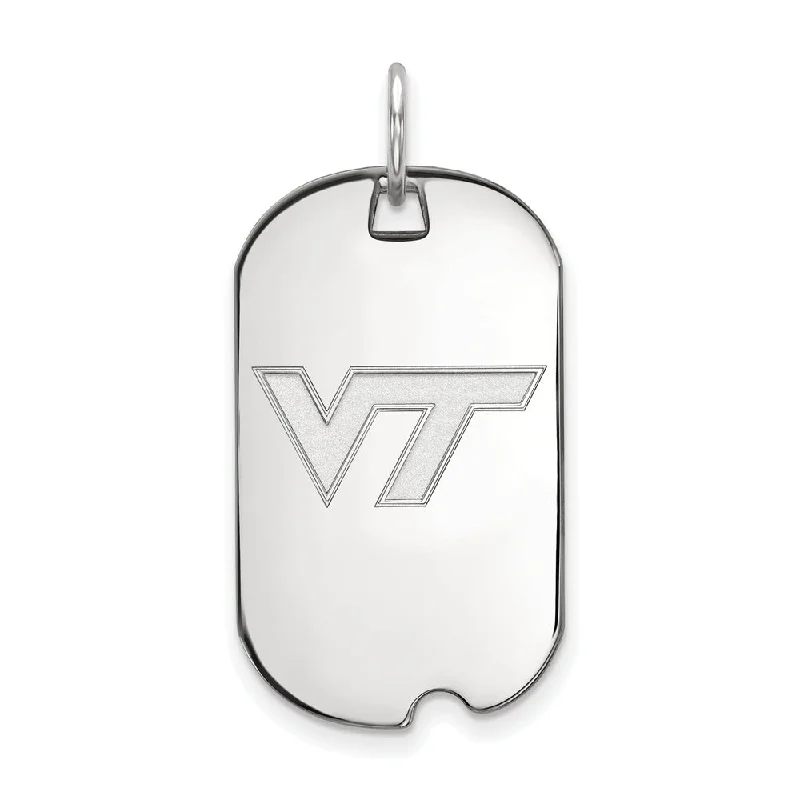 14k White Gold Virginia Tech Logo Dog Tag Pendant