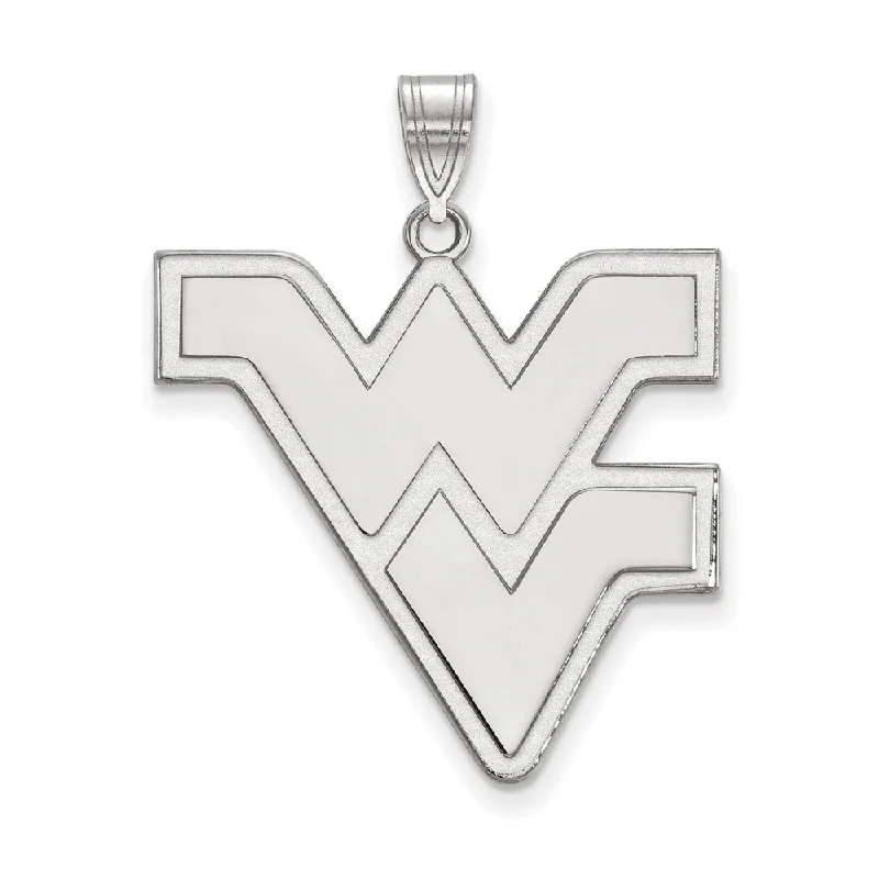 14k White Gold West Virginia U. XL Logo Pendant