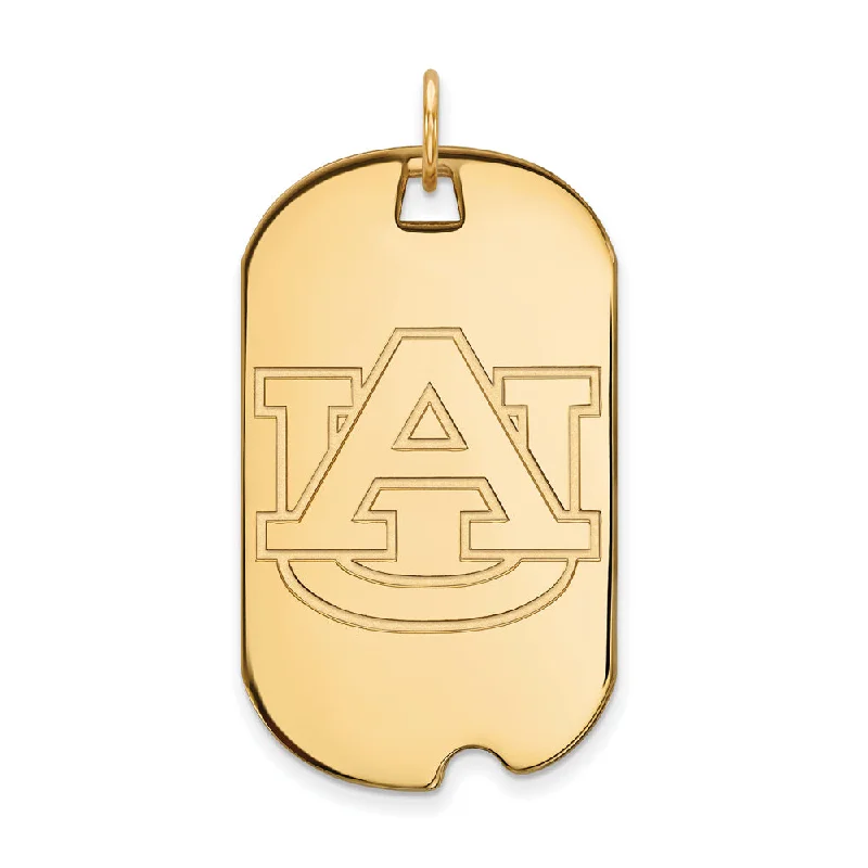 14k Yellow Gold Auburn U Large Dog Tag Pendant