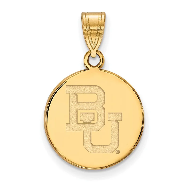 Discounted Jewelry For A Glamorous Look 14k Yellow Gold Baylor U Medium 'BU' Disc Pendant