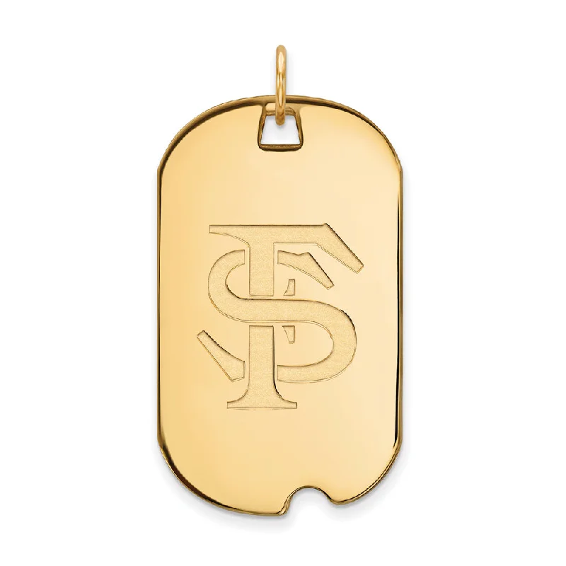 14k Yellow Gold Florida State Large Dog Tag Pendant