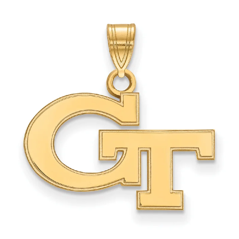 Dainty Floral Jewelry For Feminine Elegance 14k Yellow Gold Georgia Technology Small 'GT' Pendant