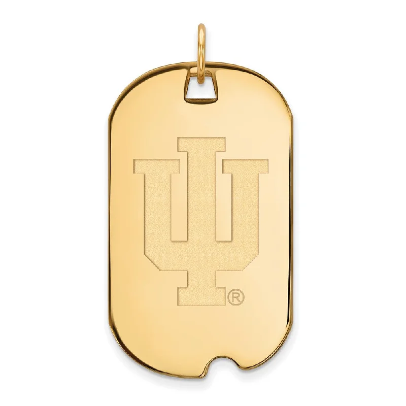 14k Yellow Gold Indiana U Large Dog Tag Pendant