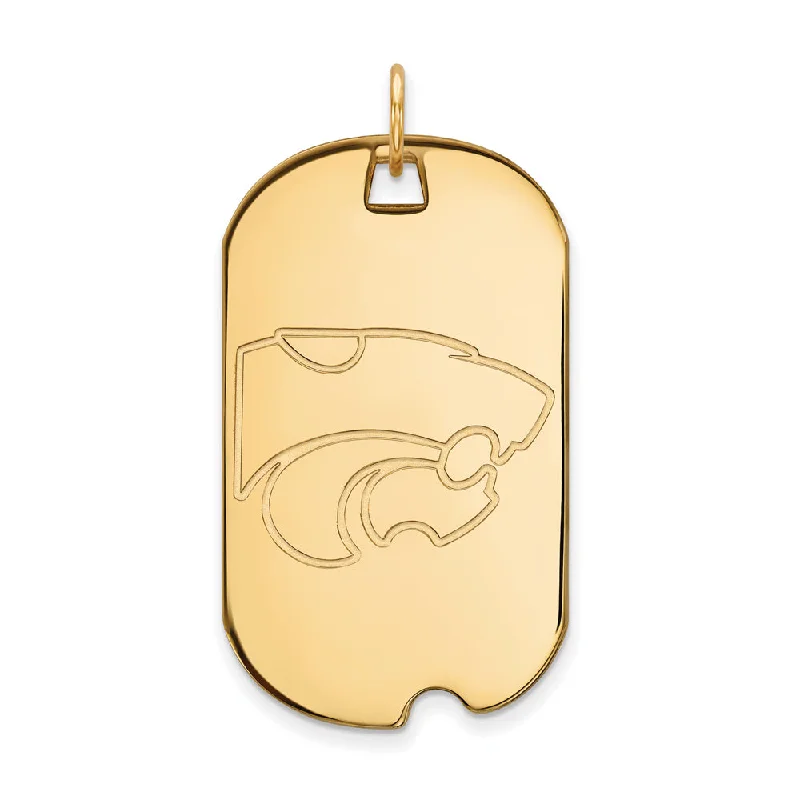 14k Yellow Gold Kansas State Large Dog Tag Pendant