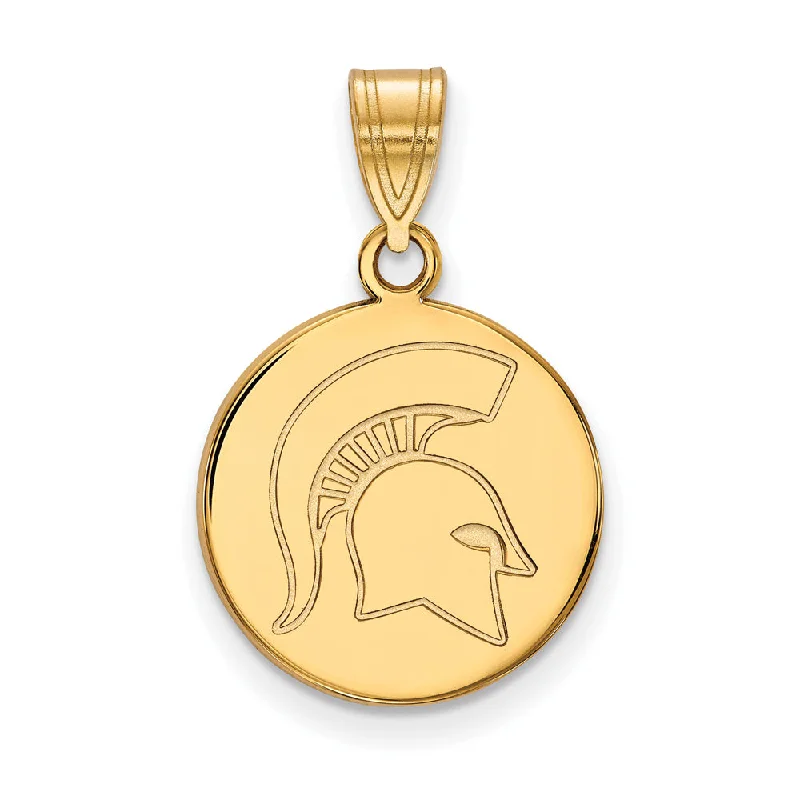 14k Yellow Gold Michigan State Medium Logo Disc Pendant