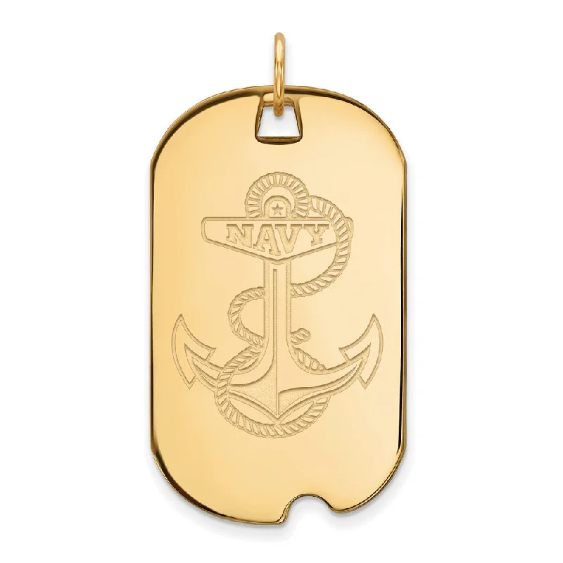 Unique Jewelry Designs Now At Discounted Rates 14k Yellow Gold U.S. Naval Academy Large Dog Tag Pendant