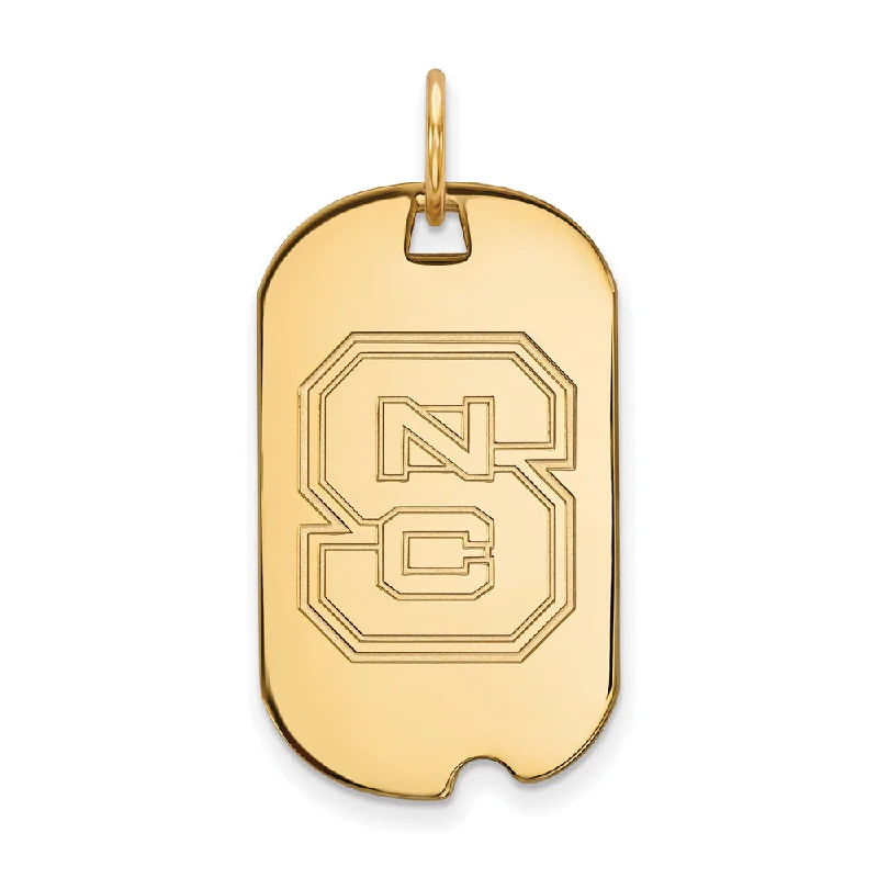 Elevate Your Outfit With Discounted Statement Jewelry 14k Yellow Gold North Carolina State 'NCS' Dog Tag Pendant
