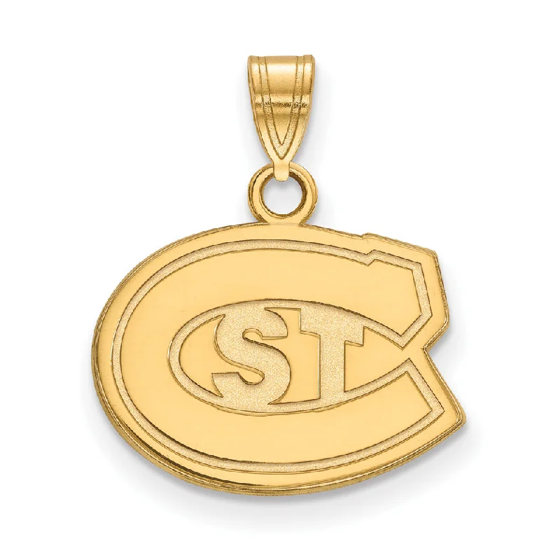Trendy Minimalist Jewelry For Everyday Wear 14k Yellow Gold St. Cloud State Small 'STC' Pendant
