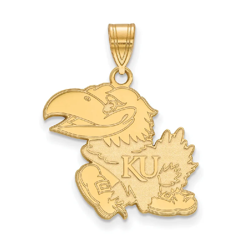 Modern Statement Jewelry For Bold Styling 14k Yellow Gold U. of Kansas Large Mascot Pendant