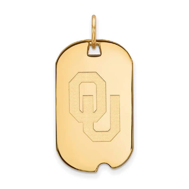 Affordable Glamour – Premium Jewelry For Less 14k Yellow Gold U. of Oklahoma 'OU' Dog Tag Pendant
