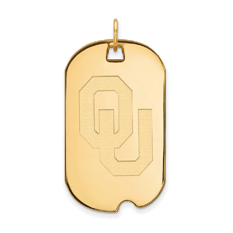 Handcrafted Jewelry Sale – Unique Designs At Low Prices 14k Yellow Gold U. of Oklahoma Large 'OU' Dog Tag Pendant