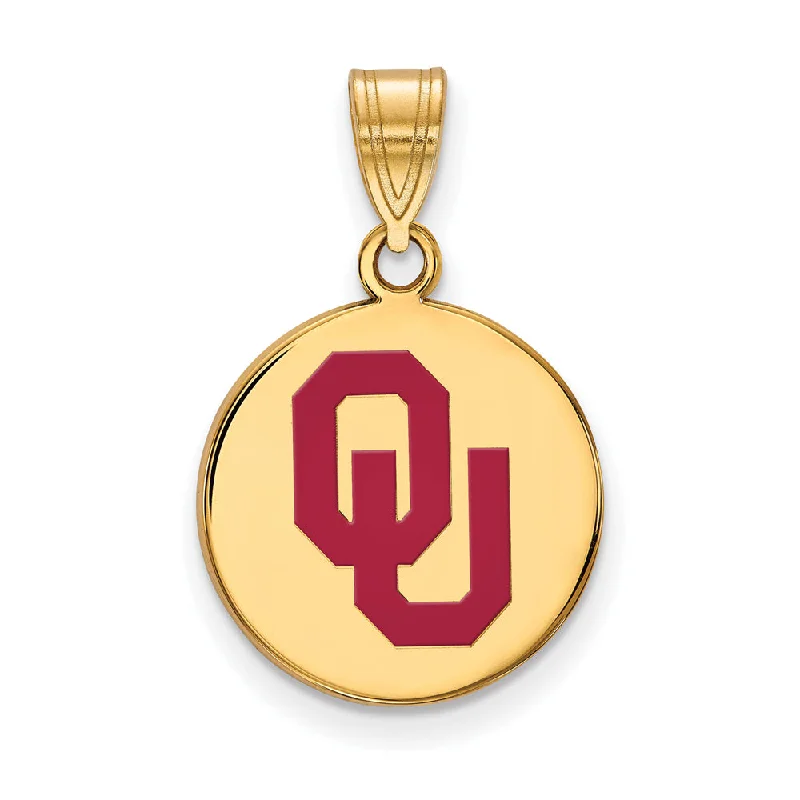 Upgrade Your Jewelry Collection For Less SS w/GP U. of Oklahoma Medium Enamel 'OU' Disc Pendant