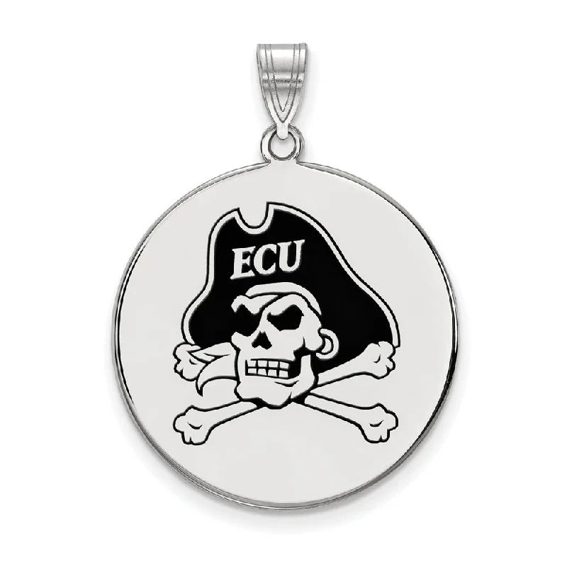 Sterling Silver East Carolina U XL Enamel Disc Pendant