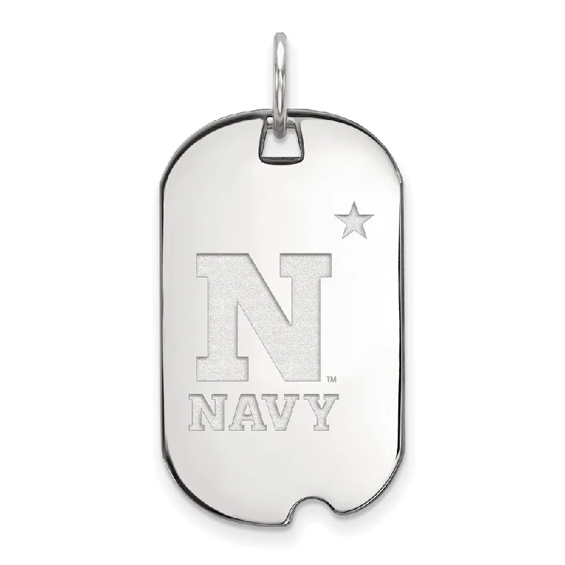 Sterling Silver U.S. Naval Academy 'N' with Star Dog Tag Pendant