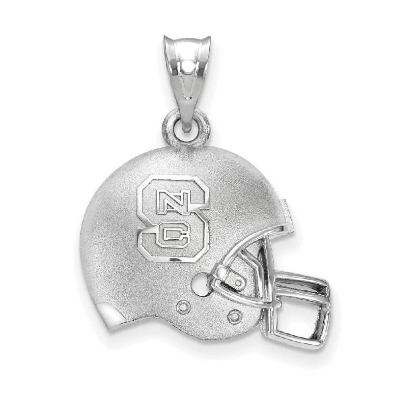 Sterling Silver North Carolina State 3D Football Helmet w Logo Pendant