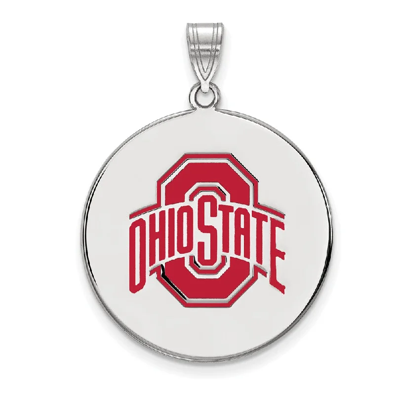Don't Miss Our Biggest Jewelry Sale Of The Season Sterling Silver Ohio State XL Enamel Logo Disc Pendant