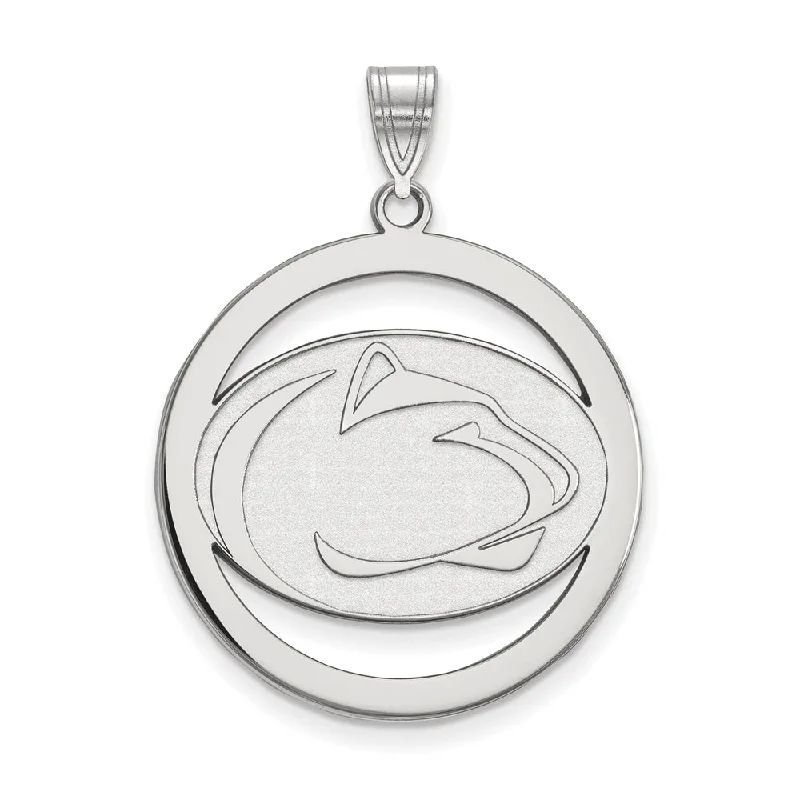 Sterling Silver Penn State XL Circle Pendant