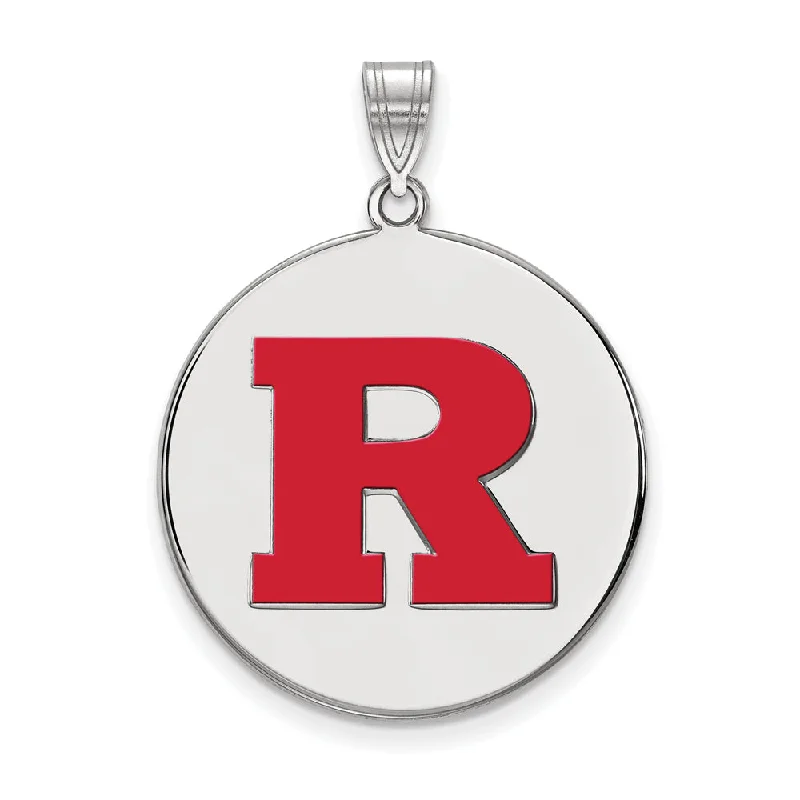 Dazzle In Elegance With Our Biggest Jewelry Sale Sterling Silver Rutgers XL Enamel 'R' Disc Pendant