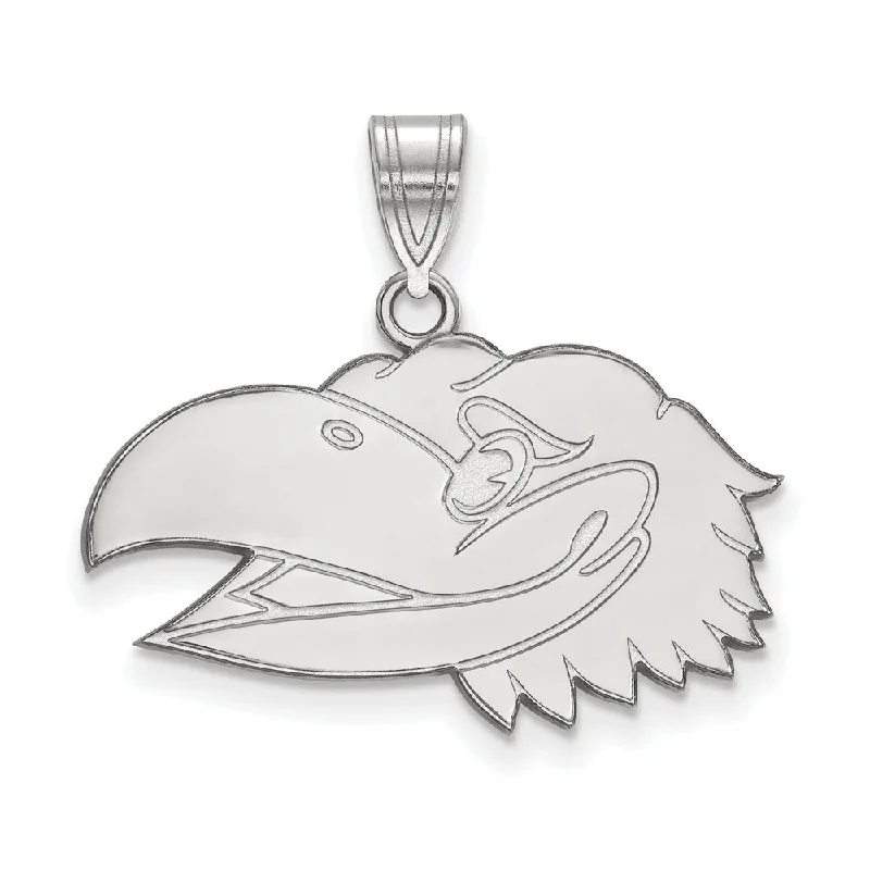 Sterling Silver U. of Kansas Medium Left Profile Mascot Pendant