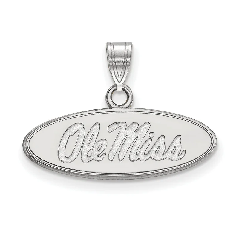 Sterling Silver U. of Mississippi Small Oval 'Ole Miss' Pendant