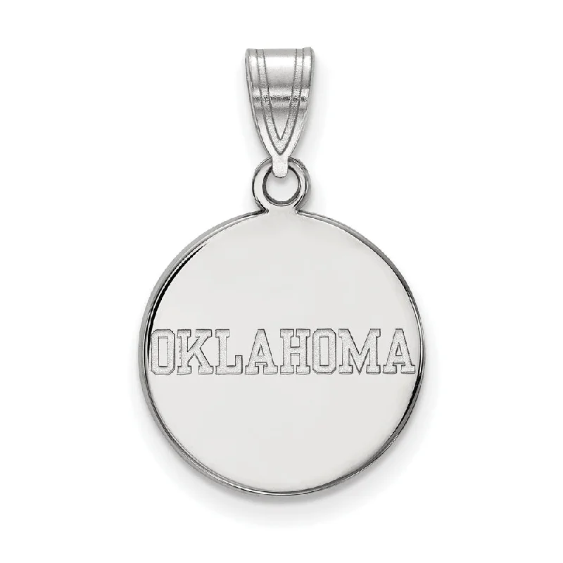 Sterling Silver U. of Oklahoma Medium Disc Pendant