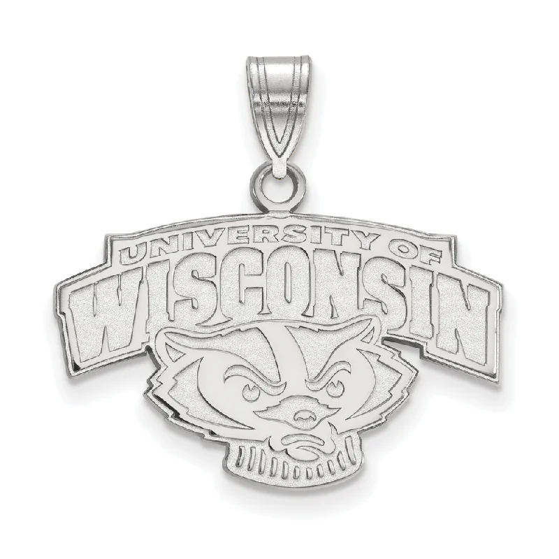 Sterling Silver U. of Wisconsin Medium Mascot Logo Pendant