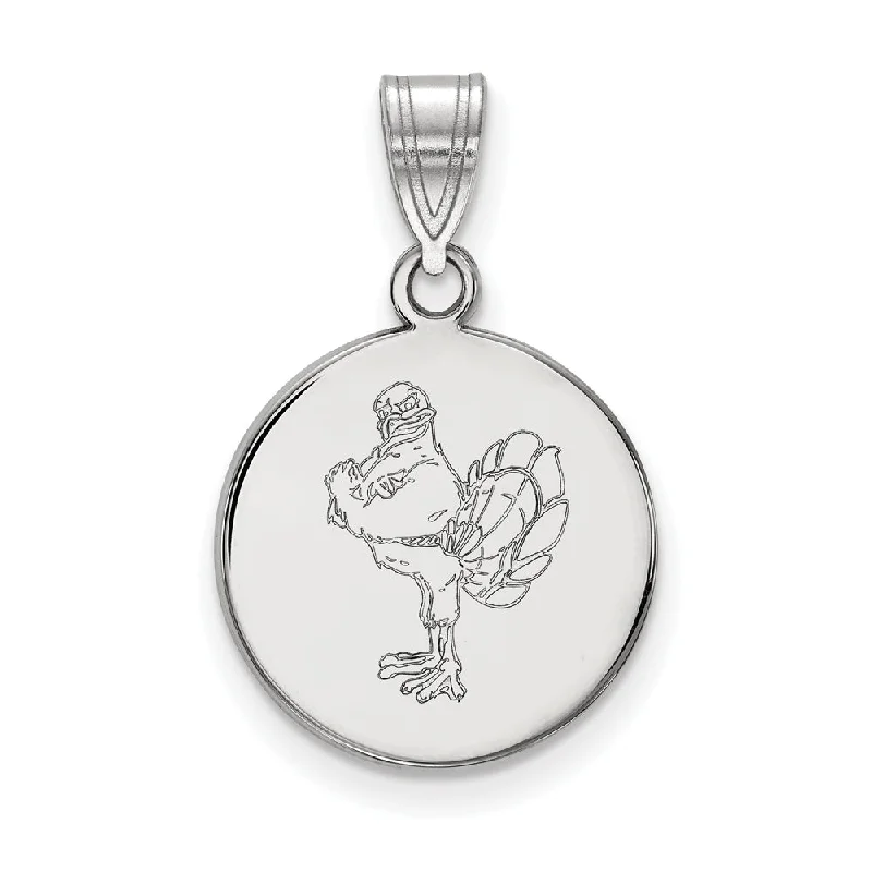 Sterling Silver Virginia Tech Medium Mascot Logo Disc Pendant