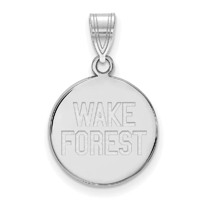 Sterling Silver Wake Forest U. Medium Logo Disc Pendant