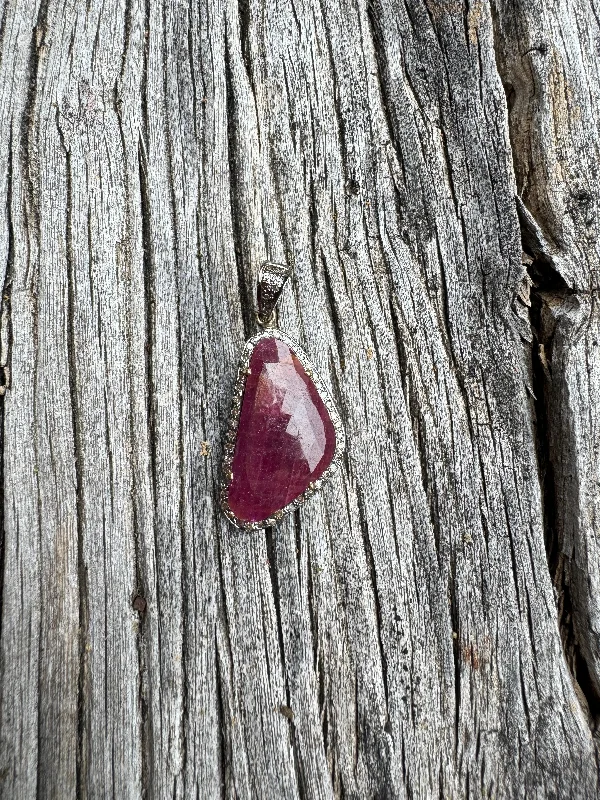 Pink Tourmaline and Pave Diamond Border Pendants