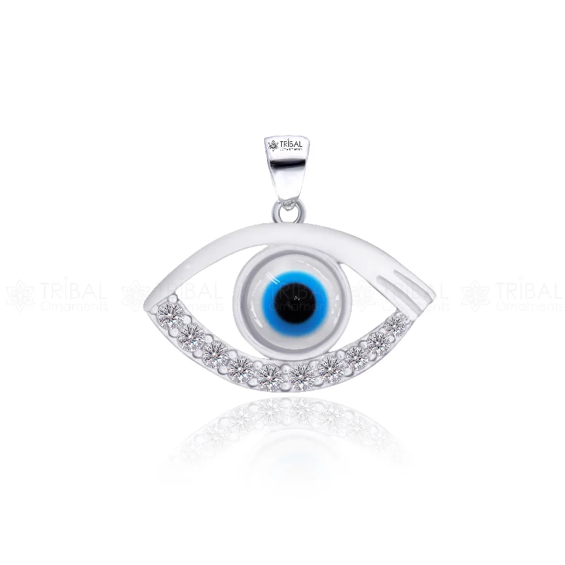 Fashion-Forward Jewelry At Incredible Prices PURE 925 sterling silver evil eyes pendant with CZ stone nsp795