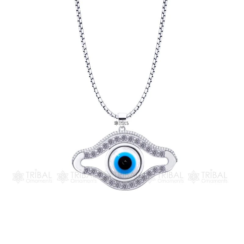 Elegant Jewelry, Exclusive Prices – Shop Now PURE 925 sterling silver evil eyes pendant with CZ stone nsp800