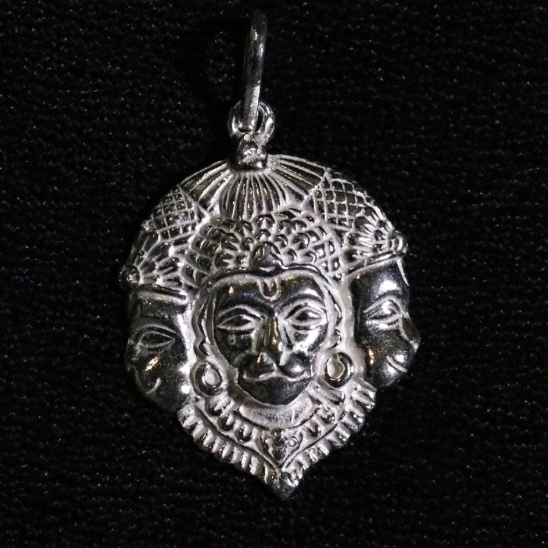 Best Jewelry Sale Prices – Limited-Time Offer Solid silver handmade indian idol three face lord Hanumaan Bajarang bali pendant from rajasthan India god pendant locket jewelry snp02