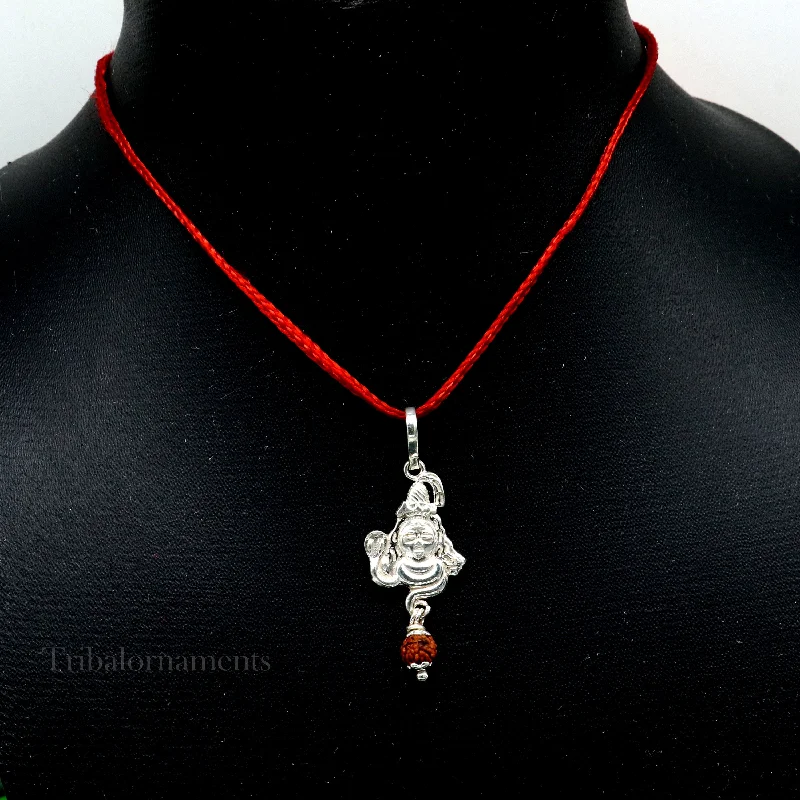 Affordable Luxury Jewelry – Style At A Great Price Solid sterling silver amazing designer Hindu idol Lord Shiva pendant with hanging rudraksha excellent locket pendant custom jewelry ssp1121