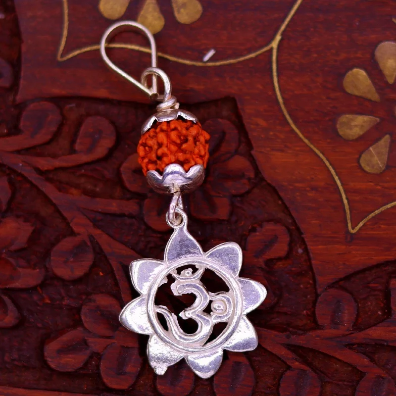 Elegant Jewelry, Exclusive Prices – Shop Now Solid Sterling silver handmade fabulous Aum pendant with natural rudraksha excellent stylish modern unisex pendant necklace jewelry nsp277