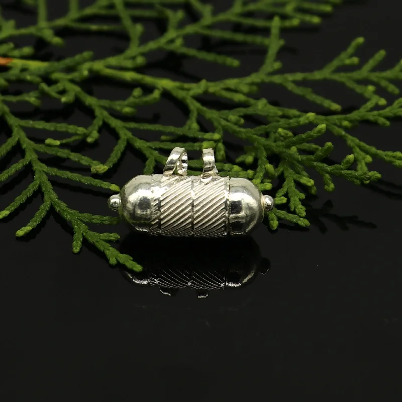 Handmade Pearl Jewelry For Timeless Elegance Solid sterling silver handmade gorgeous round shape vintage amulet box pendant, mantra box, silver tabiz , kavacham tribal jewelry ssp677