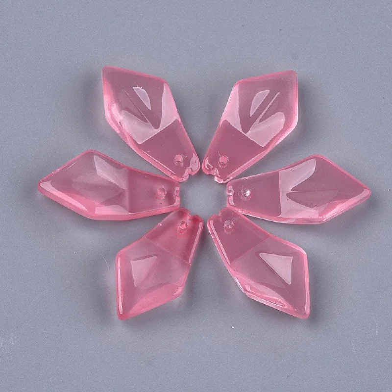 24.5x13x5.5mm, Transparent Glass Charms Pink