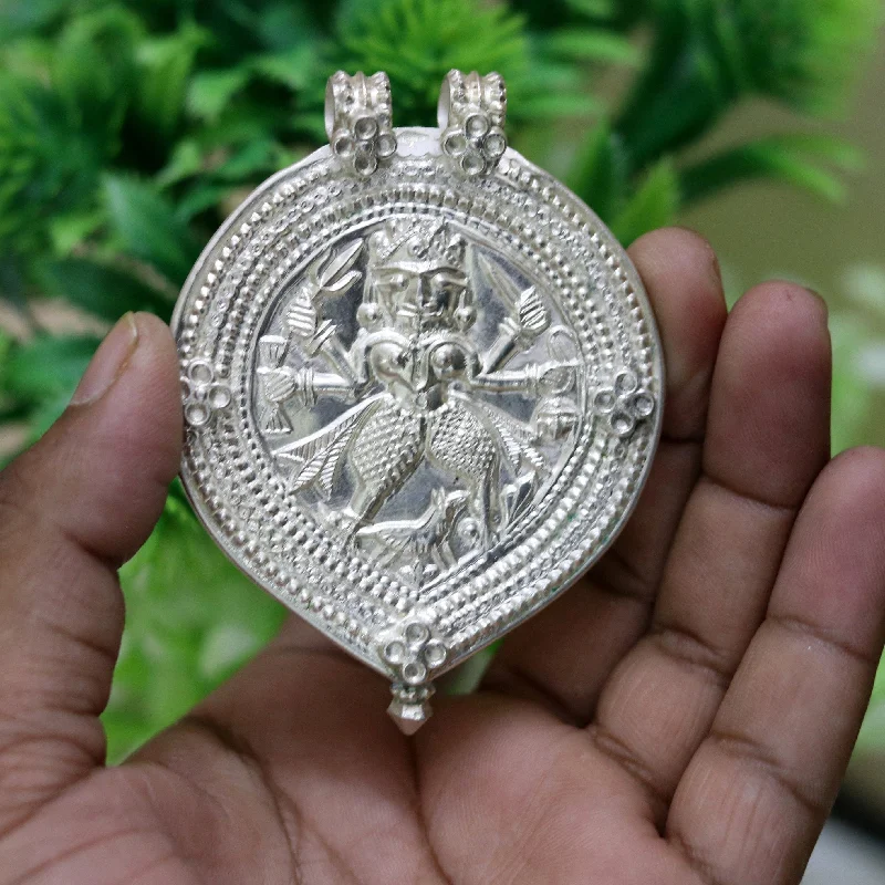Last Chance To Grab Your Favorite Jewelry At A Discount Vintage antique design handmade solid silver tribal deity god 'bhairwa' design tribal hippie and boho ethnic pendant necklace jewelry nsp368