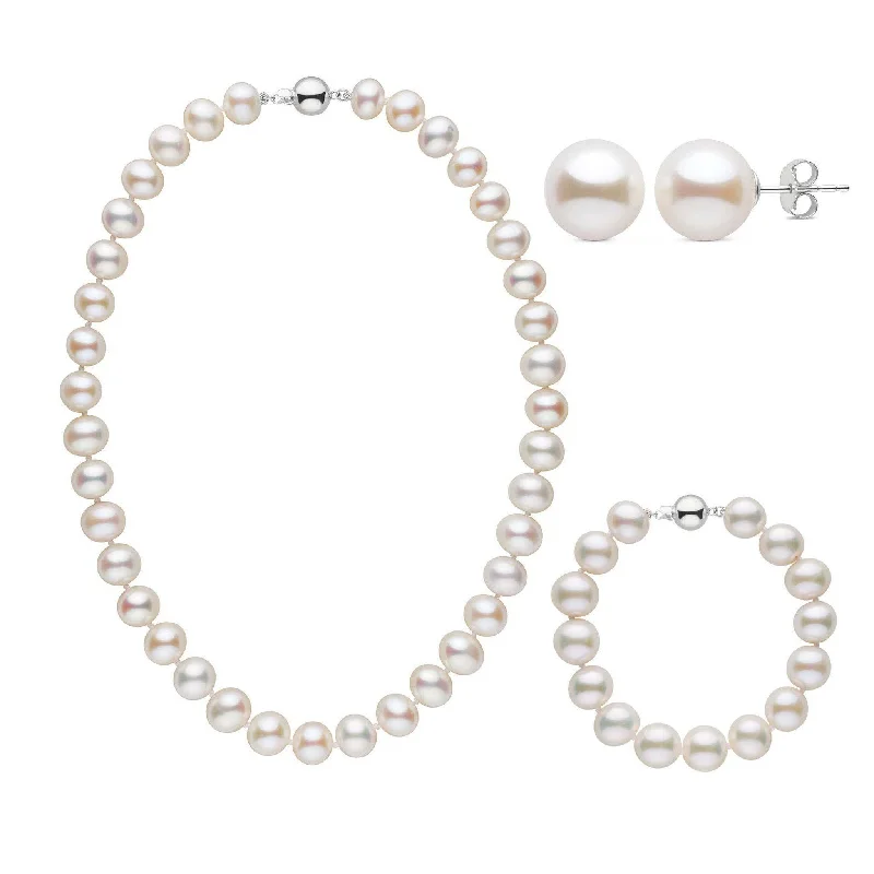 Fashion-Forward Jewelry At Exclusive Discounts 16 Inch 3 Piece 9.5-10.5 mm AA+ White Freshwater Pearl Set