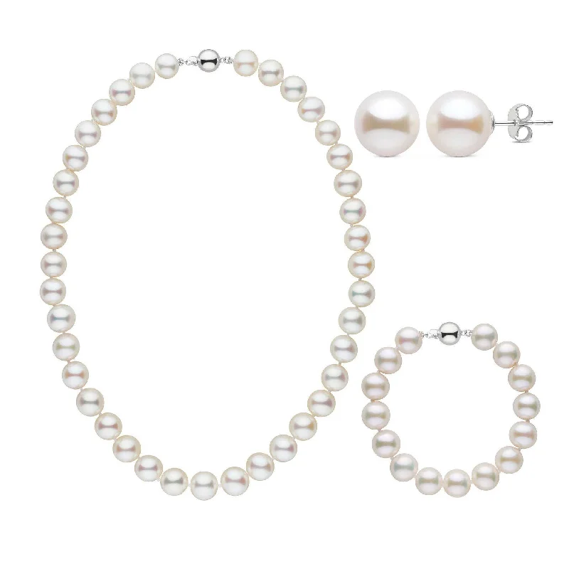 Shop Dazzling Jewelry At The Best Prices 16 Inch 3 Piece 9.5-10.5 mm AAA White Freshwater Pearl Set