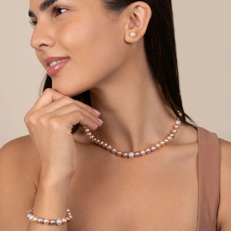 Grab Your Favorite Jewelry At The Lowest Prices 16 Inch 3 Piece Set of 7.5-8.0 mm AAA Multicolor Freshwater Pearls