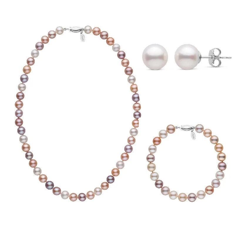 Get The Sparkle You Love At Prices You Adore 16 Inch 3 Piece Set of 7.5-8.0 mm Freshadama Multicolor Freshwater Pearl