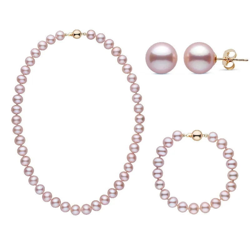 Exclusive Jewelry Sale – Sparkle For Less 16 Inch 3 Piece Set of 8.5-9.0 mm AA+ Lavender Freshwater Pearls