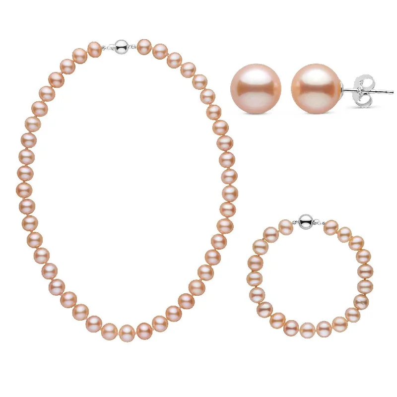 Luxury Jewelry At Unbeatable Discounts 16 Inch 3 Piece Set of 8.5-9.0 mm AA+ Pink Freshwater Pearls