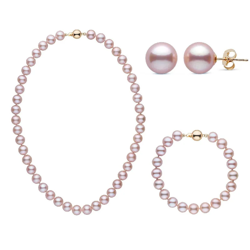 Limited-Time Jewelry Sale – Don't Miss These Deals 16 Inch 3 Piece Set of 8.5-9.0 mm AAA Lavender Freshwater Pearls