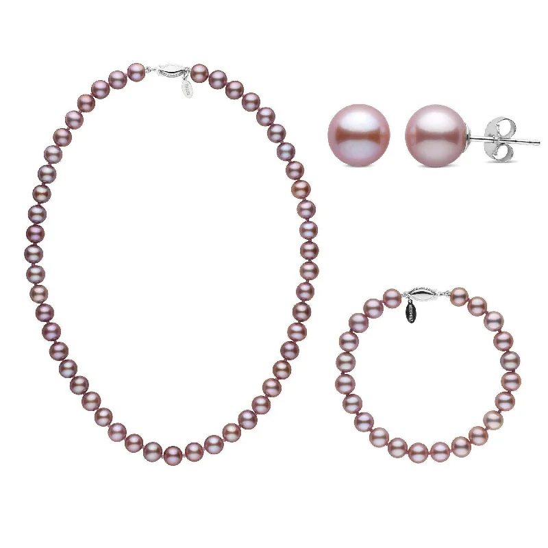 Elegant Necklaces And Bracelets At Limited-Time Offers 16 Inch 3 Piece 7.5-8.0 mm Lavender Freshadama Freshwater Pearl Set