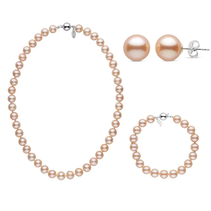 Modern Jewelry At Exclusive Discounts – Shop Today 16 Inch 3 Piece 8.5-9.0 mm Pink to Peach Freshadama Freshwater Pearl Set