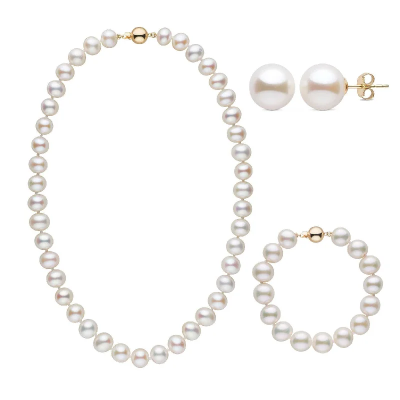 Buy More, Save More On Stunning Jewelry Pieces 18 Inch 3 Piece 9.5-10.5 mm AA+ White Freshwater Pearl Set