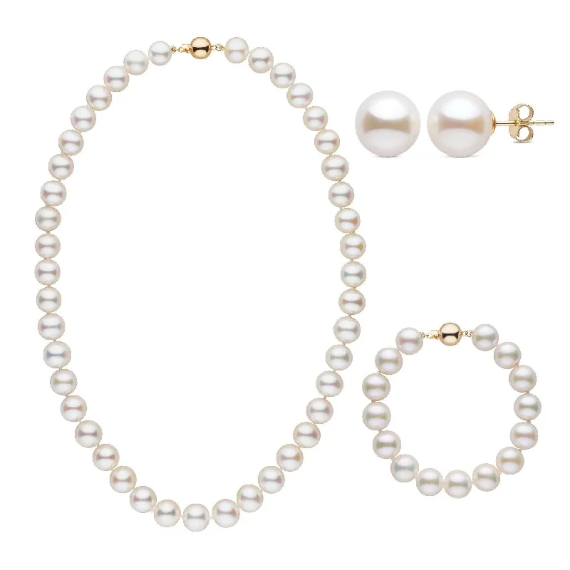 Chic, Trendy, And Affordable Jewelry Sale 18 Inch 3 Piece 9.5-10.5 mm AAA White Freshwater Pearl Set