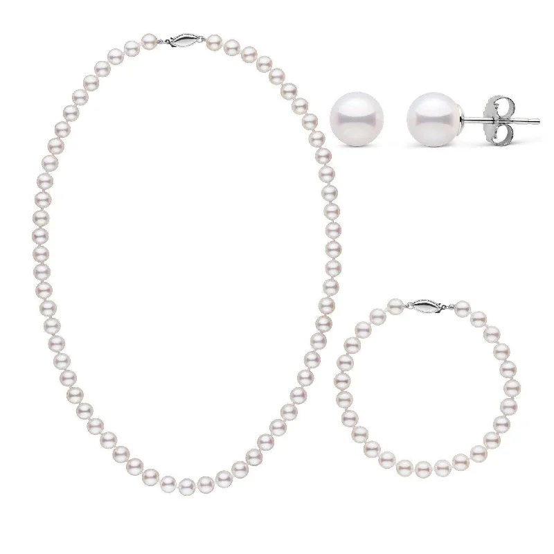 Luxury Jewelry Clearance – Shop Premium Styles Now 18 Inch 3 Piece Set of 6.0-6.5 mm AAA White Akoya Pearls